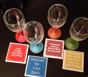 Glitter Wine Glasses and Custom Coasters