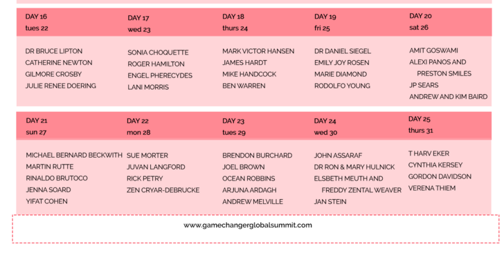 Game Changer Summit Schedule